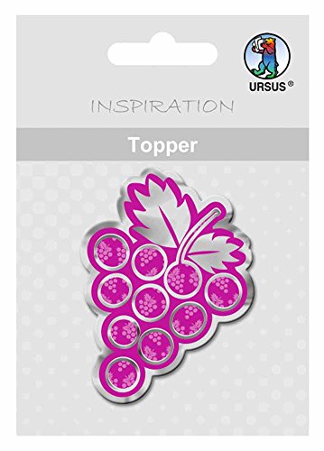 Ursus 56510005 - - Topper Joy, Trauben, ca. 6,5 cm, 8 Stück, geeignet für Scrapbooking, Kartengestaltung und Dekoration von Geschenken, einseitig bedruckt, folienveredelt in silber von Ursus