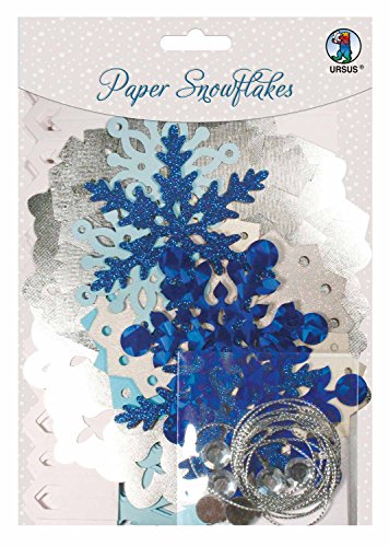 Ursus 56680001 - Paper Snowflakes, blau/weiß/silber, Set für 6 Paper Snowflakes, inklusive Bastelanleitung, ideal als stilvolle Weihnachtsdekoration von Ursus