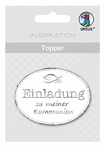 Ursus 56690009 - Topper Einladung zu meiner Kommunion, weiß/silber, 8 Stück, ca. 6,5 x 7,6 cm, aus hochwertigen Materialien, mit edlem Perleffekt, Folienveredelt in silber, zum Verzieren von Karten Ursus 56690009 - Topper Einladung zu meiner Kommunion, weiß/silber, 8 Stück, ca. 6,5 x 7,6 cm, aus hochwertigen Materialien, mit edlem Perleffekt, Folienveredelt in silber, zum Verzieren von Karten von Ursus