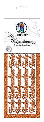 Ursus 57530002 - Designschriften, Frohe Weihnachten, kupfer, ca. 27 x 10 cm, 330 g/qm, 2 Bogen, aus Glitterkarton, gelasert von Ursus