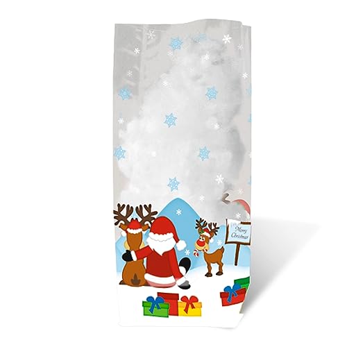 Ursus 5780000 - Geschenk Bodenbeutel, Weihnachtsmann, 10 Stück, aus lebensmittelechter Folie, ca. 14,5 x 23,5 cm, transparent, bedruckt, ideal für kleine Überraschungen von Ursus