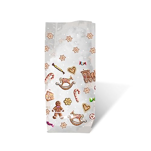 Ursus 5850000 - Geschenk Bodenbeutel, Süße Weihnacht, 10 Stück, aus lebensmittelechter Folie, ca. 11,5 x 19 cm, transparent, bedruckt, ideal für kleine Überraschungen von Ursus
