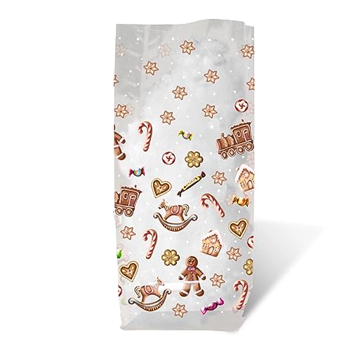 Ursus 5860000 - Geschenk Bodenbeutel, Süße Weihnacht, 10 Stück, aus lebensmittelechter Folie, ca. 14,5 x 23,5 cm, transparent, bedruckt, ideal für kleine Überraschungen von Ursus