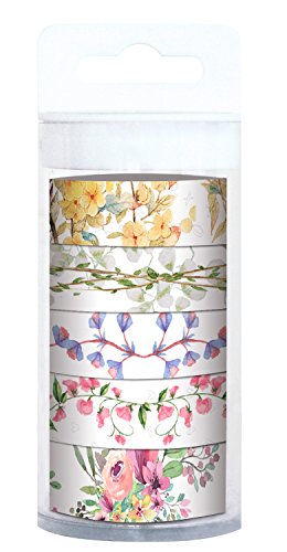 Ursus 58860001 - Masking Tape Set, Flora, Klebeband aus Papier, ca. 15 mm x 10 m, 5 Stück, einseitig bedruckt, lösungsmittel und säurefrei, ideal für Scrapbooking von Ursus