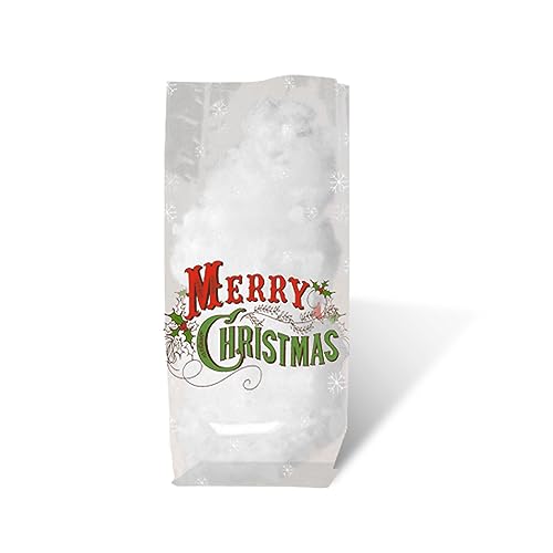 Ursus 5890000 - Geschenk Bodenbeutel, Frohe Weihnachten, 10 Stück, aus lebensmittelechter Folie, ca. 11,5 x 19 cm, transparent, bedruckt, ideal für kleine Überraschungen von Ursus