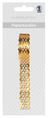 Ursus 59030013 - Papierbordüren, gold, Breite ca. 15 mm, Länge ca. 200 cm, selbstklebend auf Folie, leicht abziehbar, ideal zum Verzieren und Dekorieren von Karten und Geschenken von Ursus
