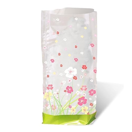 Ursus 5920000 - Geschenk Bodenbeutel, Blumen, 10 Stück, aus lebensmittelechter Folie, ca. 14,5 x 23,5 cm, transparent, bedruckt, ideal für kleine Überraschungen von Ursus