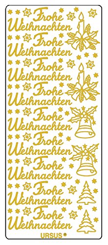 Ursus 59300058 - Kreativ Sticker, Frohe Weihnachten 1, gold, 5 Blatt, selbstklebend, Ideal zur Kartengestaltung und zum Dekorieren von Geschenken, Stickerbogen ca. 10 x 23 cm Ursus 59300058 - Kreativ Sticker, Frohe Weihnachten 1, gold, 5 Blatt, selbstklebend, Ideal zur Kartengestaltung und zum Dekorieren von Geschenken, Stickerbogen ca. 10 x 23 cm von Ursus