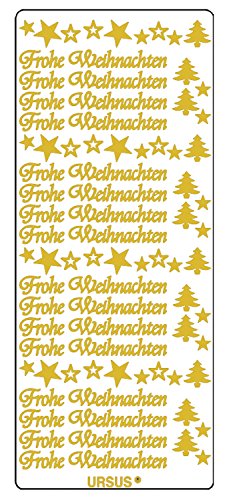 Ursus 59300059 - Kreativ Sticker, Frohe Weihnachten 1, gold, 5 Blatt, selbstklebend, Ideal zur Kartengestaltung und zum Dekorieren von Geschenken, Stickerbogen ca. 10 x 23 cm von Ursus