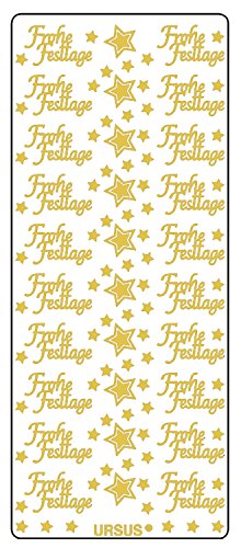 Ursus 59300060 - Kreativ Sticker, Frohe Festtage, gold, 5 Blatt, selbstklebend, Ideal zur Kartengestaltung und zum Dekorieren von Geschenken, Stickerbogen ca. 10 x 23 cm Ursus 59300060 - Kreativ Sticker, Frohe Festtage, gold, 5 Blatt, selbstklebend, Ideal zur Kartengestaltung und zum Dekorieren von Geschenken, Stickerbogen ca. 10 x 23 cm von Ursus