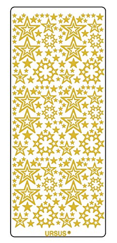Ursus 59300065 - Kreativ Sticker, Sterne, 5 Blatt, gold von Ursus