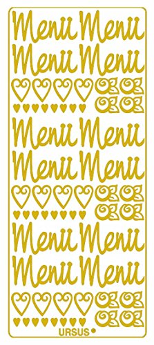 Ursus 59300080 - Kreativ Sticker, Menü groß, gold, 5 Blatt, selbstklebend, Ideal zur Kartengestaltung und zum Dekorieren von Geschenken, Stickerbogen ca. 10 x 23 cm Ursus 59300080 - Kreativ Sticker, Menü groß, gold, 5 Blatt, selbstklebend, Ideal zur Kartengestaltung und zum Dekorieren von Geschenken, Stickerbogen ca. 10 x 23 cm von Ursus