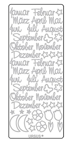 Ursus 593100123 - Kreativ Sticker Monatsnamen, silber, 5 Stickerbögen, selbstklebend, leicht abziehbar, ideal für Kartengestaltung, Scrapbooking und Dekorieren von Geschenken Ursus 593100123 - Kreativ Sticker Monatsnamen, silber, 5 Stickerbögen, selbstklebend, leicht abziehbar, ideal für Kartengestaltung, Scrapbooking und Dekorieren von Geschenken von Ursus