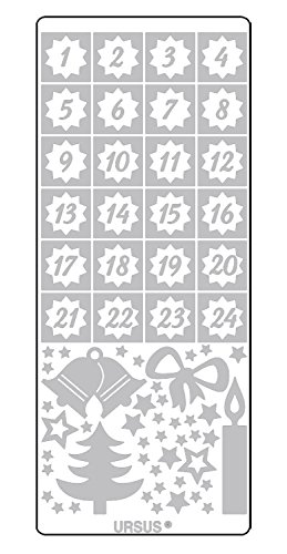Ursus 593100125 - Kreativ Sticker Adventskalender, Weihnachtsmotiv silber, 5 Stickerbögen mit Zahlen von 1 24, selbstklebend, leicht abziehbar, zum Nummerieren von selbstgemachten Adventskalendern Ursus 593100125 - Kreativ Sticker Adventskalender, Weihnachtsmotiv silber, 5 Stickerbögen mit Zahlen von 1 24, selbstklebend, leicht abziehbar, zum Nummerieren von selbstgemachten Adventskalendern von Ursus
