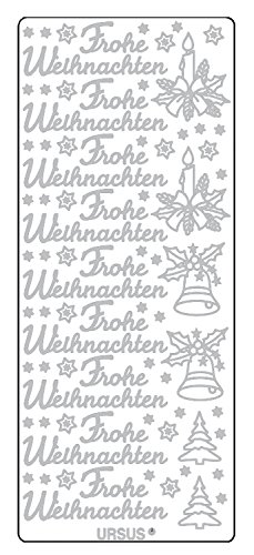 Ursus 59310058 - Kreativ Sticker, Frohe Weihnachten 1, silber, 5 Blatt, selbstklebend, Ideal zur Kartengestaltung und zum Dekorieren von Geschenken, Stickerbogen ca. 10 x 23 cm Ursus 59310058 - Kreativ Sticker, Frohe Weihnachten 1, silber, 5 Blatt, selbstklebend, Ideal zur Kartengestaltung und zum Dekorieren von Geschenken, Stickerbogen ca. 10 x 23 cm von Ursus