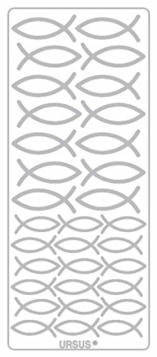 Ursus 59310090 - Kreativ Sticker, Fisch, silber, 5 Blatt, selbstklebend, Ideal zur Kartengestaltung und zum Dekorieren von Geschenken, Stickerbogen ca. 10 x 23 cm von Ursus