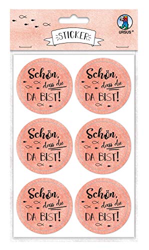 Ursus 59510014F - Sticker Schön, dass du da bist, koralle, 24 Stück, selbstklebend, Durchmesser ca. 4,8 cm, ideal für Scrapbookung, Kartengestaltung und zur Dekoration Ursus 59510014F - Sticker Schön, dass du da bist, koralle, 24 Stück, selbstklebend, Durchmesser ca. 4,8 cm, ideal für Scrapbookung, Kartengestaltung und zur Dekoration von Ursus