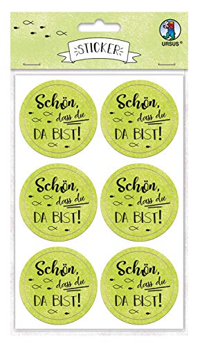 Ursus 59510018F - Sticker Schön, dass du da bist, apfelgrün, 24 Stück, selbstklebend, Durchmesser ca. 4,8 cm, ideal für Scrapbookung, Kartengestaltung und zur Dekoration Ursus 59510018F - Sticker Schön, dass du da bist, apfelgrün, 24 Stück, selbstklebend, Durchmesser ca. 4,8 cm, ideal für Scrapbookung, Kartengestaltung und zur Dekoration von Ursus