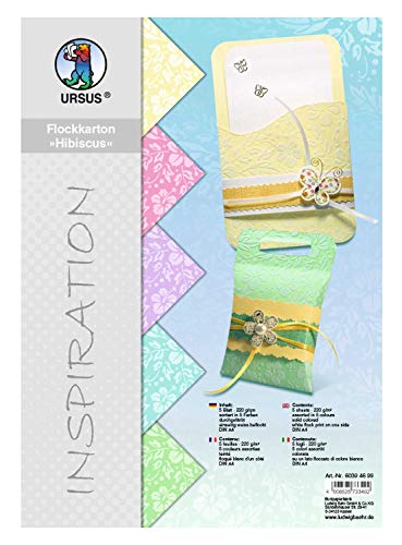 Ursus 60394699 - Flockkarton, Hibiscus, Pastell, DIN A4, 220 g/qm, 5 Blatt in verschiedenen Farben, durchgefärbt, einseitig mit weißem Flock veredelt, ideal für kreatives Basteln Ursus 60394699 - Flockkarton, Hibiscus, Pastell, DIN A4, 220 g/qm, 5 Blatt in verschiedenen Farben, durchgefärbt, einseitig mit weißem Flock veredelt, ideal für kreatives Basteln von Ursus