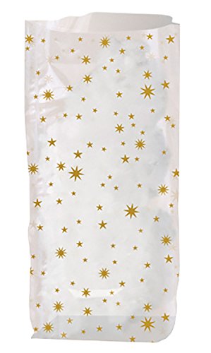 Ursus 6050000 - Geschenk Bodenbeutel, Sterne, 10 Stück, aus lebensmittelechter Folie, ca. 14,5 x 23,5 cm, transparent, bedruckt, ideal für kleine Überraschungen von Ursus