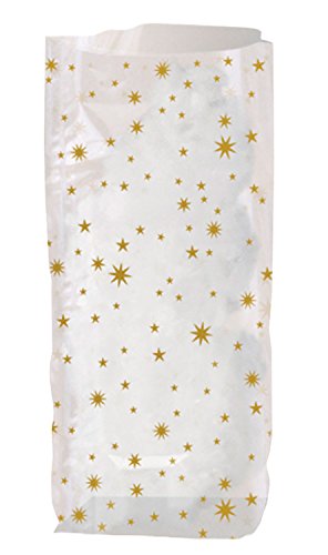 Ursus 6070000 - Geschenk Bodenbeutel, Sterne, 10 Stück, aus lebensmittelechter Folie, ca. 11,5 x 19 cm, transparent, bedruckt, ideal für kleine Überraschungen von Ursus