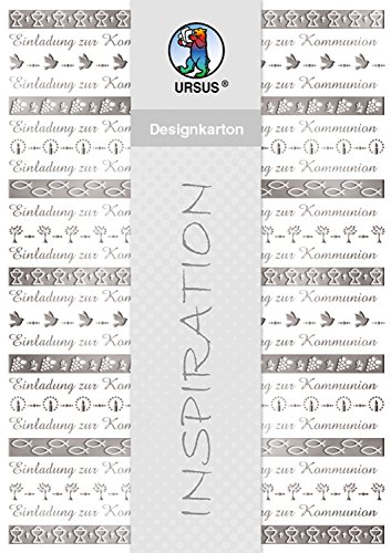 Ursus 60804602 - Designkarton, Bordüren, Kommunion, DIN A4, 200 g/qm, 5 Blatt, mit Banderole, Vorderseite mit Heißfolie in silber veredelt, ideal für kreatives Basteln Ursus 60804602 - Designkarton, Bordüren, Kommunion, DIN A4, 200 g/qm, 5 Blatt, mit Banderole, Vorderseite mit Heißfolie in silber veredelt, ideal für kreatives Basteln von Ursus