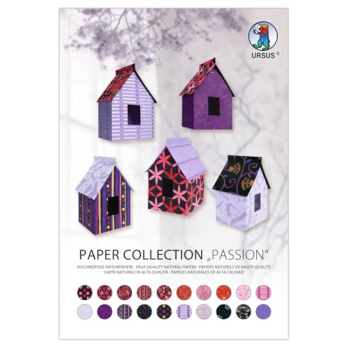 Ursus 61630005 - Paper Collection Passion, 20 Blatt handgeschöpftes Naturpapier, 35 - 200 g/m², 23 x 33 cm, in Lilatönen mit verschiedenen Designs, zum vielseitigen Basteln Ursus 61630005 - Paper Collection Passion, 20 Blatt handgeschöpftes Naturpapier, 35 - 200 g/m², 23 x 33 cm, in Lilatönen mit verschiedenen Designs, zum vielseitigen Basteln von Ursus