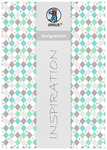 Ursus 62174601 - Designkarton Jesus Aqua, Raute, DIN A4, 200 g/qm, 5 Blatt mit Banderole, einseitig bedruckt, folienveredelt in silber, ideal für kreatives Basteln von Ursus