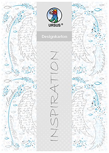 Ursus 62294601F - Designkarton Religion, blau/weiß, DIN A4, 5 Blatt, 200 g/qm, einseitig bedruckt, folienveredelt, ideal als Einladungs und Danksagungskarten oder für kreative Bastelarbeiten von Ursus