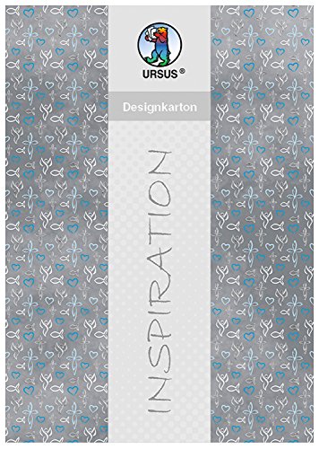 Ursus 62294602F - Designkarton Religion, blau/grau, DIN A4, 5 Blatt, 200 g/qm, einseitig bedruckt, folienveredelt, ideal als Einladungs und Danksagungskarten oder für kreative Bastelarbeiten von Ursus