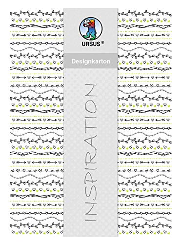 Ursus 62434603F - Designkarton Hochzeit, weiß, DIN A4, 200 g/qm, 5 Blatt, mit Banderole, einseitig bedruckt, folienveredelt in silber, verschiedene Muster, ideal für vielerlei Bastelarbeiten von Ursus