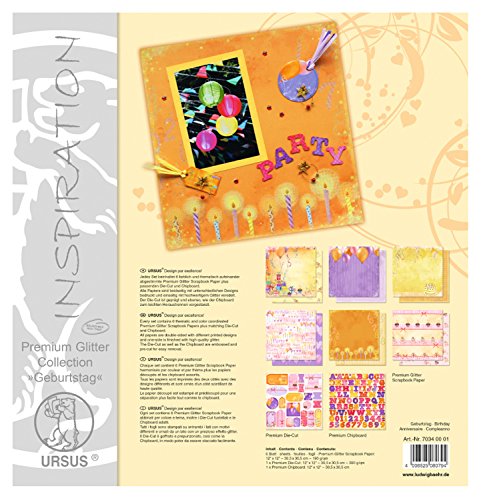 Ursus 70340001 - Premium Glitter Collection, Geburtstag, ca. 30,5 x 30,5 cm, Papiere und Accessoires für kreatives Gestalten Ursus 70340001 - Premium Glitter Collection, Geburtstag, ca. 30,5 x 30,5 cm, Papiere und Accessoires für kreatives Gestalten von Ursus