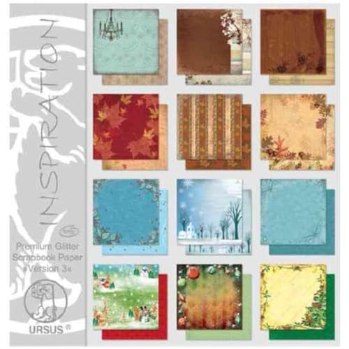 Ursus 70370099 - Premium Glitter Scrapbook paper Block, Version 3, ca. 30,5 x 30,5 cm, 190 g/qm, 12 Blatt in 12 Motiven, beidseitg mit verschiedenen Motiven bedruckt, Vorderseite mit Glitter veredelt Ursus 70370099 - Premium Glitter Scrapbook paper Block, Version 3, ca. 30,5 x 30,5 cm, 190 g/qm, 12 Blatt in 12 Motiven, beidseitg mit verschiedenen Motiven bedruckt, Vorderseite mit Glitter veredelt von Ursus