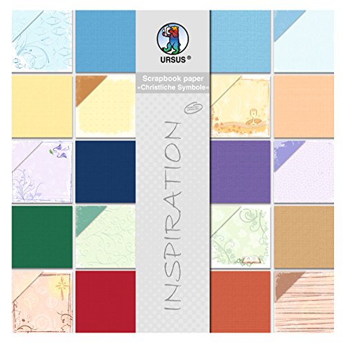 Ursus 70400099 - Scrapbook paper Block, Christliche Symbole, ca. 30,5 x 30,5 cm, 120 g/qm, 20 Blatt in verschiedenen Papierqualitäten, Motiven und Farben, beidseitig bedruckt, säure und ligninfrei Ursus 70400099 - Scrapbook paper Block, Christliche Symbole, ca. 30,5 x 30,5 cm, 120 g/qm, 20 Blatt in verschiedenen Papierqualitäten, Motiven und Farben, beidseitig bedruckt, säure und ligninfrei von Ursus