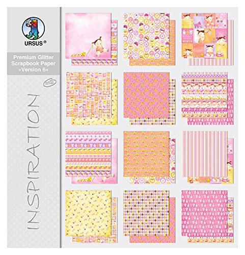 Ursus 71620099 - Premium Glitter Scrapbook paper Block, Version 6, ca. 30,5 x 30,5 cm, 190 g/qm, 12 Blatt in 6 Motiven, beidseitig mit verschiedenen Motiven bedruckt, Vorderseite mit Glitter veredelt Ursus 71620099 - Premium Glitter Scrapbook paper Block, Version 6, ca. 30,5 x 30,5 cm, 190 g/qm, 12 Blatt in 6 Motiven, beidseitig mit verschiedenen Motiven bedruckt, Vorderseite mit Glitter veredelt von Ursus