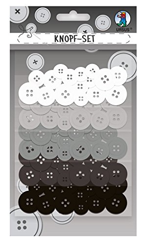 Ursus 74230007 - Knopfset, schwarz, 80 Kunststoffknöpfe, in 5 verschiedenen Farben und 4 Größen, Vielseitig einsetzbar für Hand- und Bastelarbeiten von Ursus