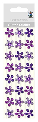 Ursus 75000005 - Glitter Sticker, Blüten, violett, 24 Stück, selbstklebend, einfach von der Folie abzuziehen, in verschiedenen Farbtönen, geeignet für Scrapbooking, Kartengestaltung und zur Dekoration Ursus 75000005 - Glitter Sticker, Blüten, violett, 24 Stück, selbstklebend, einfach von der Folie abzuziehen, in verschiedenen Farbtönen, geeignet für Scrapbooking, Kartengestaltung und zur Dekoration von Ursus