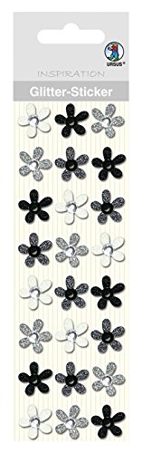 Ursus 75000009 - Glitter Sticker, Blüten, schwarz, 24 Stück, selbstklebend, einfach von der Folie abzuziehen, in verschiedenen Farbtönen, geeignet für Scrapbooking, Kartengestaltung und zur Dekoration Ursus 75000009 - Glitter Sticker, Blüten, schwarz, 24 Stück, selbstklebend, einfach von der Folie abzuziehen, in verschiedenen Farbtönen, geeignet für Scrapbooking, Kartengestaltung und zur Dekoration von Ursus