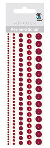 Ursus 75010003 - Perlen Sticker, Bordüren, rund, rot, 5 Stück in verschiedenen Größen, selbstklebend, einfach von der Folie abzuziehen, in verschiedenen Farbtönen von Ursus