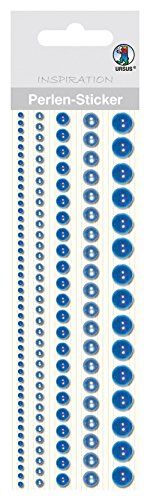 Ursus 75010006 - Perlen Sticker, Bordüren, rund, blau, 5 Stück in verschiedenen Größen, selbstklebend, einfach von der Folie abzuziehen, in verschiedenen Farbtönen von Ursus