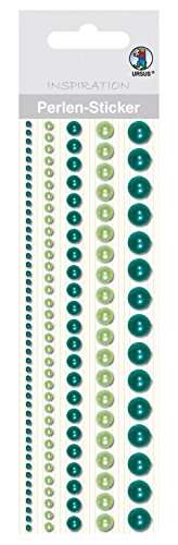 Ursus 75010007 - Perlen Sticker, Bordüren, rund, grün, 5 Stück in verschiedenen Größen, selbstklebend, einfach von der Folie abzuziehen, in verschiedenen Farbtönen von Ursus