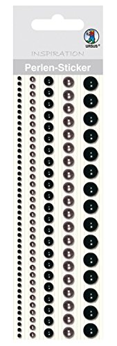 Ursus 75010009 - Perlen Sticker, Bordüren, rund, schwarz, 5 Stück in verschiedenen Größen, selbstklebend, einfach von der Folie abzuziehen, in verschiedenen Farbtönen von Ursus