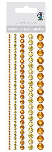 Ursus 75020002 - Schmuckstein Sticker, Bordüren, rund, gelb, 5 Stück in verschiedenen Größen, selbstklebend, einfach von der Folie abzuziehen, in verschiedenen Farbtönen von Ursus