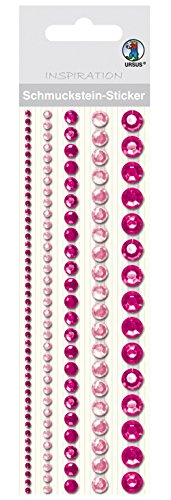 Ursus 75020004 - Schmuckstein Sticker, Bordüren, rund, pink/rosa, 5 Stück in verschiedenen Größen, selbstklebend, einfach von der Folie abzuziehen, in verschiedenen Farbtönen von Ursus