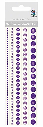 Ursus 75020005 - Schmuckstein Sticker, Bordüren, rund, violet, 5 Stück in verschiedenen Größen, selbstklebend, einfach von der Folie abzuziehen, in verschiedenen Farbtönen von Ursus