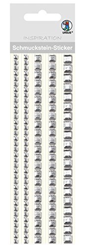 Ursus 75030001 - Schmuckstein Sticker, Bordüren, quadratisch, silber, 5 Stück in verschiedenen Größen, selbstklebend, einfach von der Folie abzuziehen, in verschiedenen Farbtönen von Ursus
