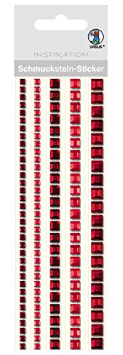Ursus 75030003 - Schmuckstein Sticker, Bordüren, quadratisch, rot, 5 Stück in verschiedenen Größen, selbstklebend, einfach von der Folie abzuziehen, in verschiedenen Farbtönen von Ursus