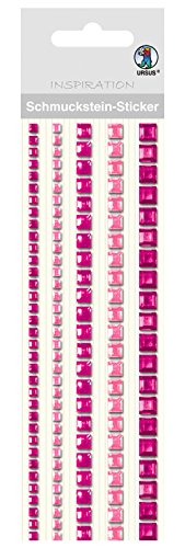Ursus 75030004 - Schmuckstein Sticker, Bordüren, quadratisch, pink/rosa, 5 Stück in verschiedenen Größen, selbstklebend, einfach von der Folie abzuziehen, in verschiedenen Farbtönen von Ursus