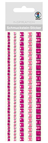 Ursus 75030004 - Schmuckstein Sticker, Bordüren, quadratisch, pink/rosa, 5 Stück in verschiedenen Größen, selbstklebend, einfach von der Folie abzuziehen, in verschiedenen Farbtönen von Ursus