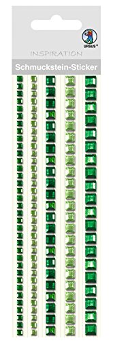 Ursus 75030007 - Schmuckstein Sticker, Bordüren, quadratisch, grün, 5 Stück in verschiedenen Größen, selbstklebend, einfach von der Folie abzuziehen, in verschiedenen Farbtönen von Ursus